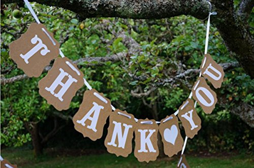 2 x Wimpelkette für Hochzeitsparty, Girlande, Foto-Requisiten, hängende Dekoration, Dankeschön-Schild (KHAKI)