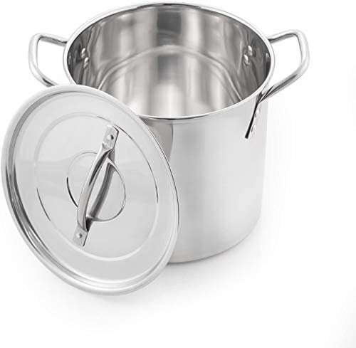 Winsome Stainless Steel Stock Pot with Lid - Bottom Deep Stew Sauce Soup Pasta Cooking Pot Home Brew Boiling Pot Set (Small 7 LTR)