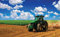 Forwall Fototapete Vlies - Tapete Moderne Wanddeko Grüner Traktor auf dem Feld V8 (368cm. x 254cm.) AMF1909V8 Wandtapete Design Tapete Wohnzimmer Schlafzimmer