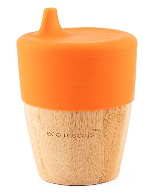 RASCALS Vaso Bamboo Eco 240 ml. + Tapa+ 2 PAJITAS, Niños, Naranja, Talla Única