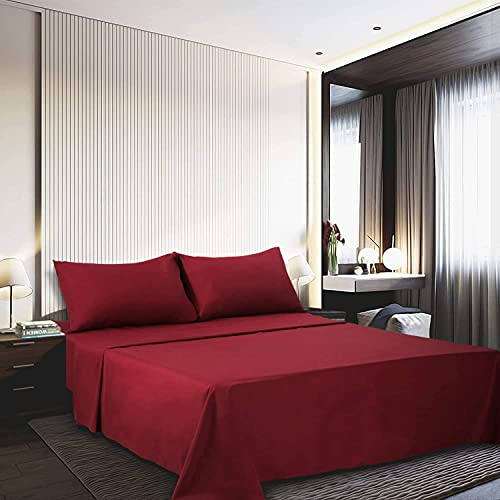 Lanqinglv Weinrot Jersey Boxspringbett Spannbettlaken 180 x 200 cm bis 200 x 200 cm - Atmungsaktiv 120g/m² Mikrofaser Spannbetttuch Bettlaken,bis 25-30 cm Matratzenhöhe