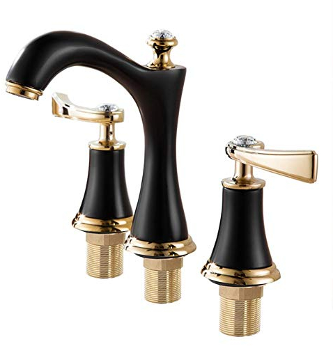 Robinet de lavabo à trois trous en cuivre pour la Saint-Valentin, le carnaval, le carnaval, le lavabo de salle de bain, l'armoire, le robinet de douche en titane (noir)