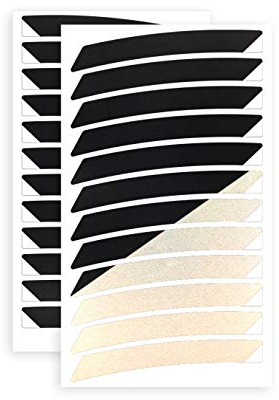 reflexsticker für Fahrradfelgen | schwarz oder weiß | 24 Streifen im Set | für 26 bis 29 Zoll Felgen | weiß reflektierend | Reflektoren-Aufkleber fürs Fahrrad Mountainbike (26ʺ, schwarz)