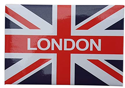 Thomas Benacci Union Jack London Metal Tin Fridge Magnet - British Flag Red White and Blue Souvenir from England UK