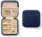 Benevolence LA Plush Velvet Travel Jewellery Box Organizer | Jewellery Travel Case, Small Jewellery Box for Women, Earring Organizer with Mirror - Navy Blue