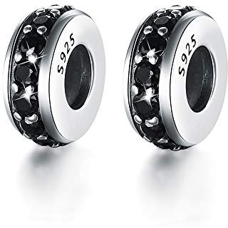 GW 2pcs S925 Silber Spacer Stopper Bead Charm für Armbänder europäische ArmKette (Schwaz)