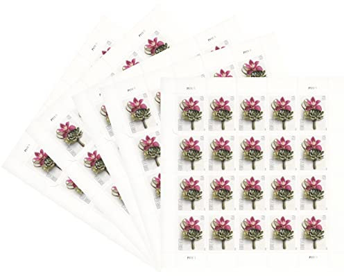 United States Postal Service - Gummistempel, Rund, Forever Stamps, Kunststoff, Gummi, Burgunderrot, Grün, 20 Stück, 5 Blatt, 100 Stempel, Office Products