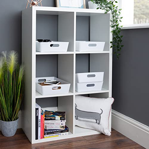 Wham 5x Plastic Studio Basket 5.01 Rectangular Home & Office Storage Basket, 35 x 26 x 8cm, 6L (Ice White)