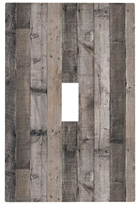 Rustikaler Lichtschalter, Antik-Look, braun, grau, Holzmaserung, 1-Gang, einzelner Kippschalter, Wandplatte, altes Alter, Shabby-Stil, mittlere Größe, dekorative Steckdosenabdeckung, Frontplatte,