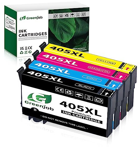 Greenjob 405XL Multipack für Epson 405 XL Druckerpatronen Kompatibel mit Epson Workforce Pro WF-3820 WF-3825 WF-4820 WF-4825 WF-4830 WF-7830 WF-7835 WF-7840 (1 Schwarz, 1 Cyan, 1 Magenta, 1 Gelb)