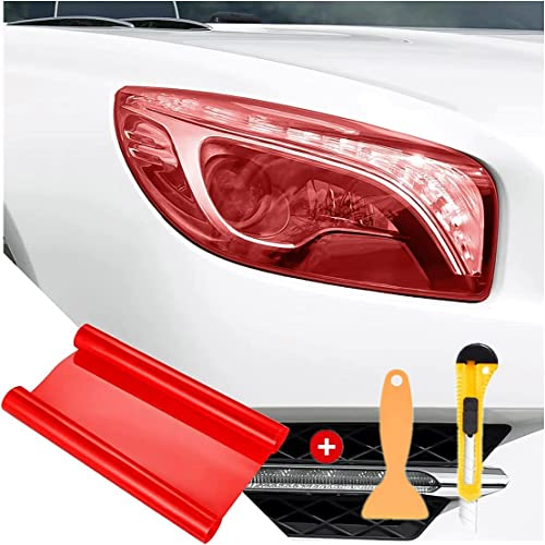 Voarge Scheinwerfer Tönungsfolie Auto Licht Tönungsfolie, Wasserdicht Auto Scheinwerfer Folie Tönungsfolie Nebelscheinwerfer (120cm x 30cm) (Rot)