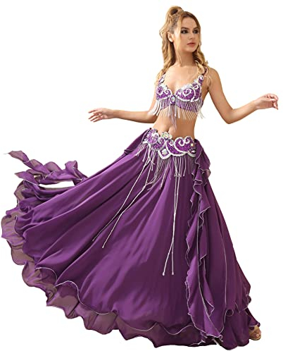 ROYAL SMEELA Bauchtanz kostüm Damen Set Karnevals kostüm Bauchtanz BH gürtel Rock Anzug Bauchtanz Kleidung Profi Bauchtanz Set Bauchtänzerin Kostüme Bauch tanzen Kostum Bauchtanz Outfits für Frauen