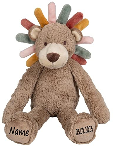 Elefantasie Stofftier Löwe mit Name und Geburtsdatum personalisiert Kuscheltier Plüschlöwe Geschenk Geburt