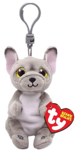 Ty Beanie Bellies Clips Ring für Schlüssel aus Plüsch, Wilfred Der Hund mit goldenen Glitzeraugen, Plüschtiere mit weichem Bauch 12 cm T43111