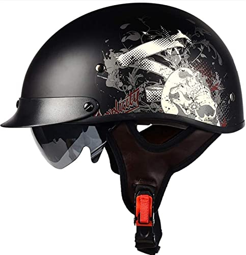 Halbschalenhelm mit ECE Motorradhelm Herren Damen Brain Cap Retro Motorrad Jethelm Halbhelm Halbschale Helm Rollerhelm Chopper Scooter Helm Sturzhelm mit Visier (Color : 6, Size : XXL(63~64cm))