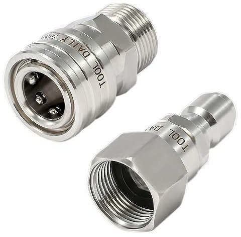 Tool Daily Pressure Washer Adapter Set with Swivel, M22 14mm to 3/8 Quick Connect, Stainless Steel Quick Disconnect Swivel for Power Washer Hose, 5000 PSI