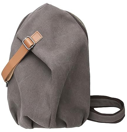 Vmokki Sling Rucksack Schulterrucksack Crossbody Bag Klein Anti Diebstahl Vintage Brusttasche Daypack Damen Herren für Alltag Outdoor Reise Fahrrad (Grau)