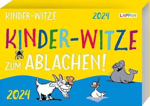 LAPPAN Kinder-Witze zum Ablachen - Kalender 2024 - -Verlag - lustiger Tagesabreißkalender fürs Kinderzimmer - 16 cm x 11 cm
