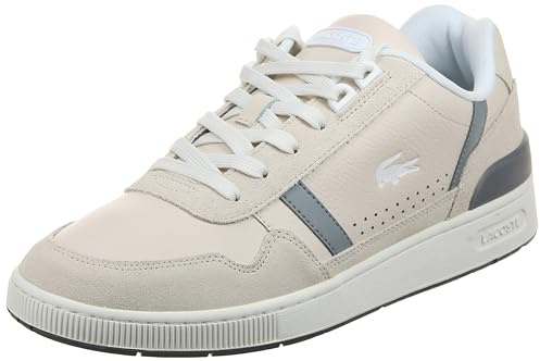 Lacoste Herren Low-Top Sneaker T-Clip 0120 2 SMA, Männer Halbschuhe,schnürschuhe,schnürer,Business,Freizeit,Off WHT/Gry (2B7),42 EU / 8 UK
