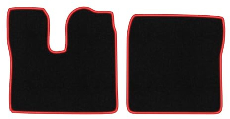 Velours-Fußmatten passend für MAN TGX 2017-, Schwarz-Rot, CARLUX, passgenau | passend für LKW; Velours-Teppich (Polypropylen), ca. 6,5 mm; rutschfest, Universal-Befestigungen
