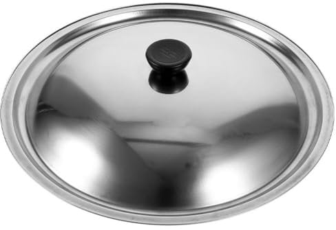 PRETYZOOM Wok Lid, 13 Inch Universal Lid Stainless Steel Pan Lid Frying Pan Cover, Cookware Lid Cooking Pan Lid Replacement Skillet Lid with Round Knob for Pan Cover