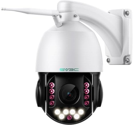 SV3C 4K PTZ CCTV Camera, Security Camera AI Person/Vehicle/Pet Detection, 36X Hybrid Zoom, 355° Pan 90° Tilt, Color Night Vision with Spotlights, Auto Tracking, Two-Way Audio, 2.4/5 GHz Dual-Band WiFi
