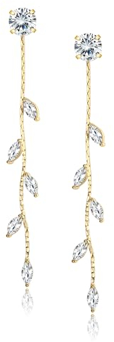 Chriscoco Silber 925 Hängende Blatt Ohrringe - Tropfen Statement Ohrringe mit Strass CZ - Damen & Mädchen Geschenke