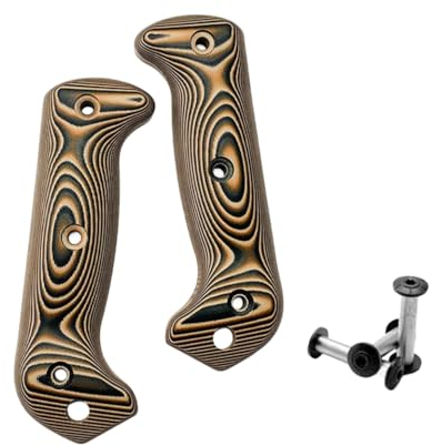 Aibote 1 par de escalas de mango G10, mango de fibra de vidrio, herramienta de bricolaje, empuñaduras de repuesto para Ka-Bar Becker BK2 Companion BK9 con 3 juegos de tornillos (negro naranja)