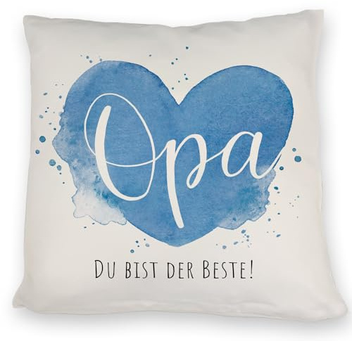Bester Opa Kissen mit Spruch Opa Du bist der Beste Geschenkidee blau Liebe Glück im Herzen Familie ehrt weltbesten Großvater