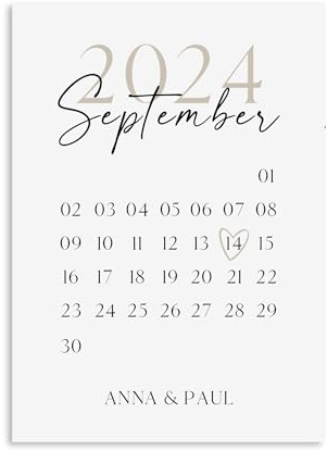 Nastami Poster HOCHZEIT Geschenk PERSONALISIERT Jahrestag oder Hochzeit Hochzeitsposter (Hochzeit Kalender, DIN A3)