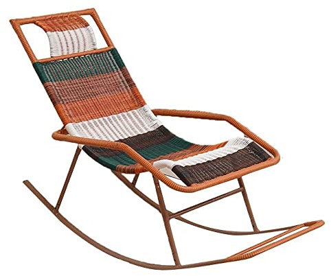 Siesta für Erwachsene, natürlicher Rattanstuhl, stilvoller Loungesessel, Schaukelstuhl mit Rückenlehne für alte Männer, für den Balkon im Freien, fauler Stuhl für den Garten, robust, Tragkraft 150 kg