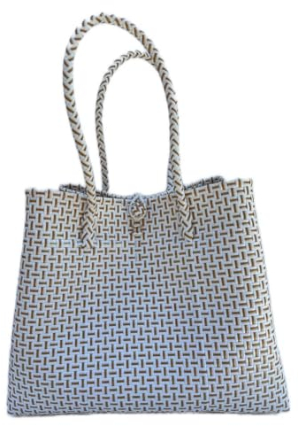 Ciffre Badetasche Einkaufskorb große Strandtasche Familie Beach Bag Groß - Weiß Gold