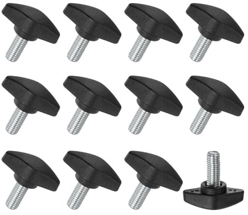 M METERXITY 12-Pz Viti a Farfalla, Manopole a T M8x16mm, Manopole Serraggio Plastica per Lavorazione Legno/Macchinari/Attrezzature, Vite a Testa Zigrinata Filettatura Serraggio [Nero]