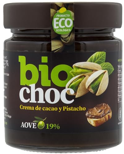 Biochoc - Pistacho - Crema de cacao y pistacho - Procedente de agricultura ecológica ecológica - 19% aceite oliva virgen extra - 100% ECO - 200g. (Pack 1)