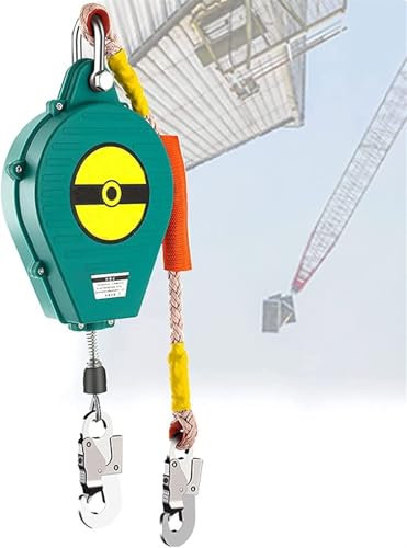 Generisch Selbstaufrollender Fallschutz, professioneller Absturzsicherungsgurt für Dächer und Gerüste, selbstaufrollende Rettungsleine mit feuerhemmendem Sicherheitsseil (3 m)