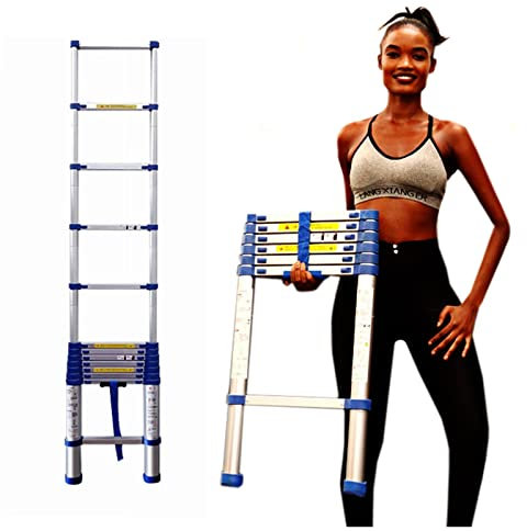 2.6m 2.9m 3.2m 3.8m 4m 5m 6.2m Telescopic Ladder Heavy Duty 300lbs Folding Extension Straight Ladder for Loft & Hedge Cutting Aluminium Telescoping Ladder (Size : 1.4m/4.6ft) Beauty Comes