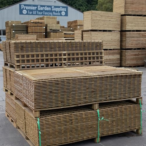 Premier Garden Supplies ELITE WALL SQUARE TRELLIS Pack of 5 Frameless Panels [Width 6ft (183cm) x Height 1ft (30cm)] Made with 8mm x 20mm Rounded Edge Smooth Laths