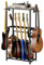 MAHANCRIS Gitarrenständer, 2-Stöckiger Gitarrenständer für Akustikgitarre, E-Gitarre, Bass, Ukulele, Banjo, Plattenspielerständer, mit Gitarrenzubehörständer, EVA-Schutzfolie, Grau AGSHG6501