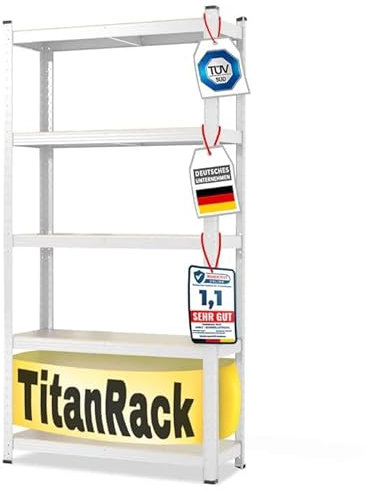 KARAT Schwerlastregale für Garage, Keller, Werkstatt - Steckregal - Weitspannregal - Lagerregal - Kellerregal - Eckregal - Reifenregal - Gitterregal (Weiß, 180 x 90 x 45 cm)