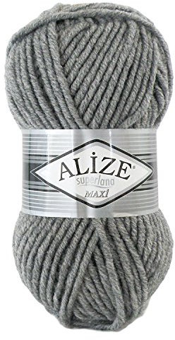 Strickgarn Strickwolle Superlana Maxi 100g 25% Wolle Wintergarn Winterwolle, 50 Farben, Farbe:21 grey melange
