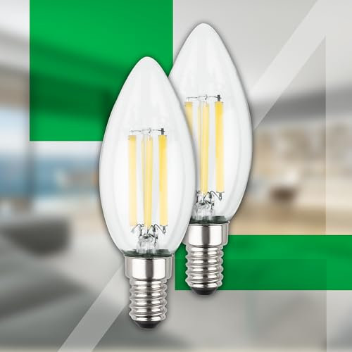 BRILONER - Classe A Set di 2 lampade LED a filamento E14 a candela, luce bianca calda, 2,5W, 525lm, lampadina, illuminante, lampadine, 35x98 mm
