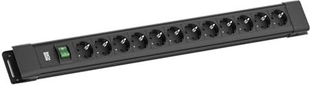 BACHMANN CONNECTUS 12-Fach Steckdosenleiste (Robuste Mehrfachsteckdose mit Schalter und 2m Kabel) Schwarz