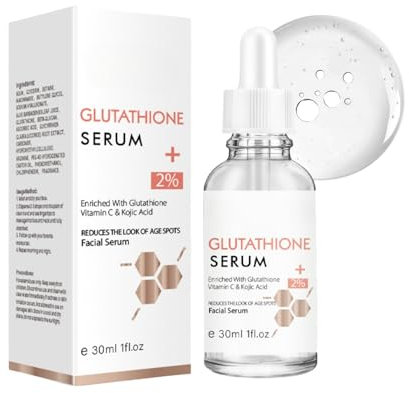 Glutathion Serum mit Vitamin C & Kojic Acid, Pigmentflecken Entferner Gesicht, Anti-Aging Niacinamide Serum Gesicht, Verbessern sie Fahle Haut, Tiefenbefeuchtend Gesichtsserum, Poren Verkleinern, 30ml