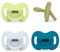 Suavinex, Lot 4 Sucettes Tout Silicone pour Bébés 6/18 Mois, avec Tétine Symétrique SX Pro, Réversible, Super Douce et Souple, Idéal pour Dormir, Respecte Développement Bucco-dentaire. Bleu, Vert