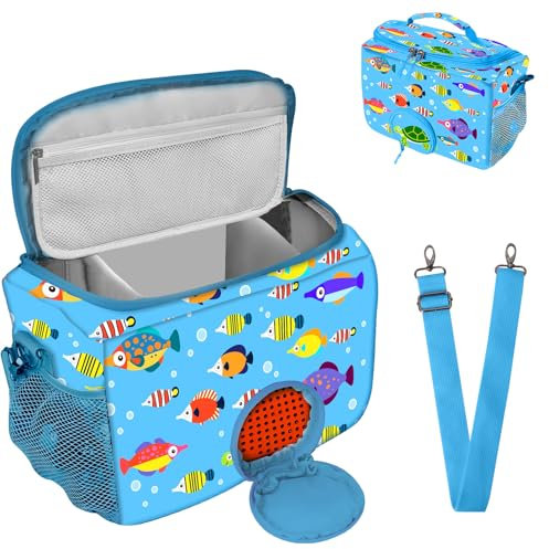 LPQKCcY Carry Case for Toniebox Starter, Storage Bag for Tonies Characters UK, Headphones, Charging Station and Accessories, Carry Bag with Zip and Adjustable Strap for Tonie Box Audio Player (Blue)
