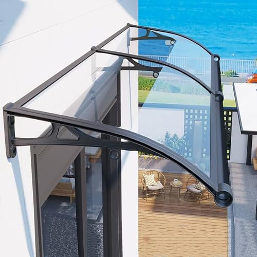 Marquesina Exterior De Policarbonato Transparente Con Estructura De Aluminio, Tejadillo Para Entrada, Toldo Para Puerta De Entrada, Protección Solar Y Resistencia A La Nieve Y La Lluvia(W100xL120cm/39