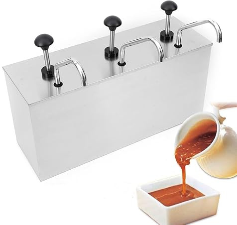 Lot de 3 distributeurs de sauce à pompe en acier inoxydable de 4 l - Pour la cuisine, la cafétéria, l'hôtel, le restaurant, etc.