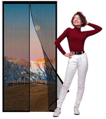 Magnet Fliegengitter Balkontür 86 x 198 cm Fliegengitter Tür Schützt vor Fliegen, Mücken & Insekten für Wohnzimmer Terrassentür, Schwarz