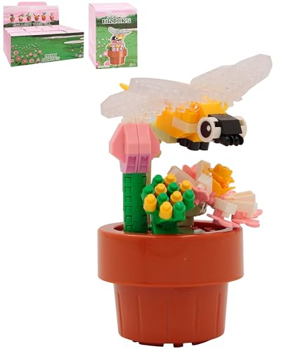 Lesser & Pavey Mini Bricks Flower With Dragonfly Building Blocks | Micro Brick Construction Kit, Decorative Display Model, Creative DIY Assembly, Educational Toy, Fun Gift for Kids & Adults