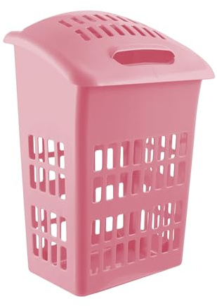 60L Upright Pink High Gloss Plastic Laundry Basket - 67cm (H) x 45cm (W) x 31cm (D)